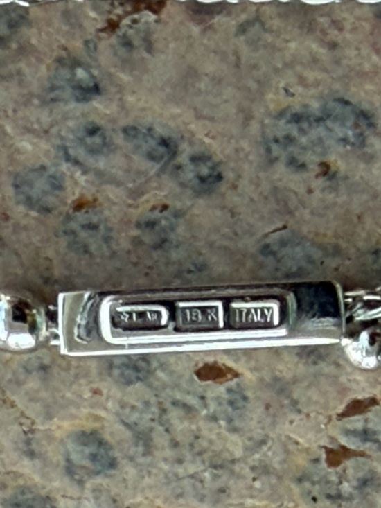 18kt. White Gold Dainty Bead Chain Bracelet 7.75” long